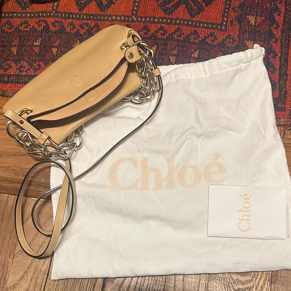 Chloe Tan Leather Bag with Chain